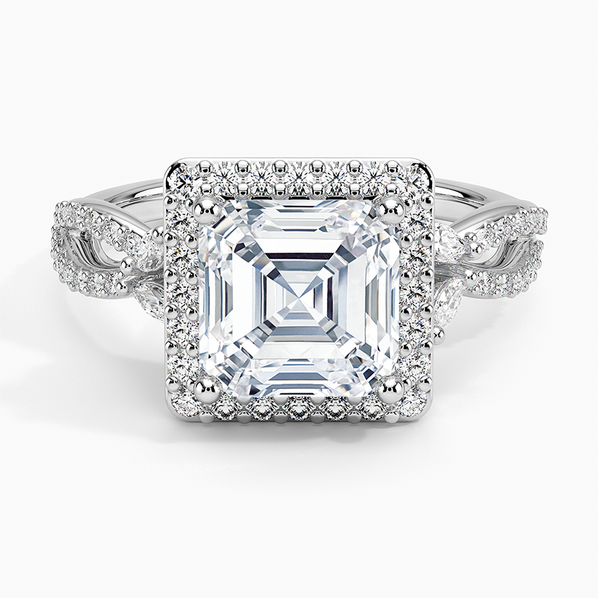 2.30 Karat Asscher Halo Tasarım Tektaş Laboratuvar Pırlanta Yüzük 18K -Coronae - Bold Diamonds