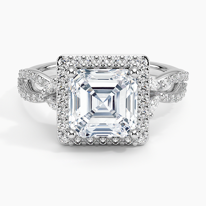 2.30 Karat Asscher Halo Tasarım Tektaş Laboratuvar Pırlanta Yüzük 18K -Coronae - Bold Diamonds