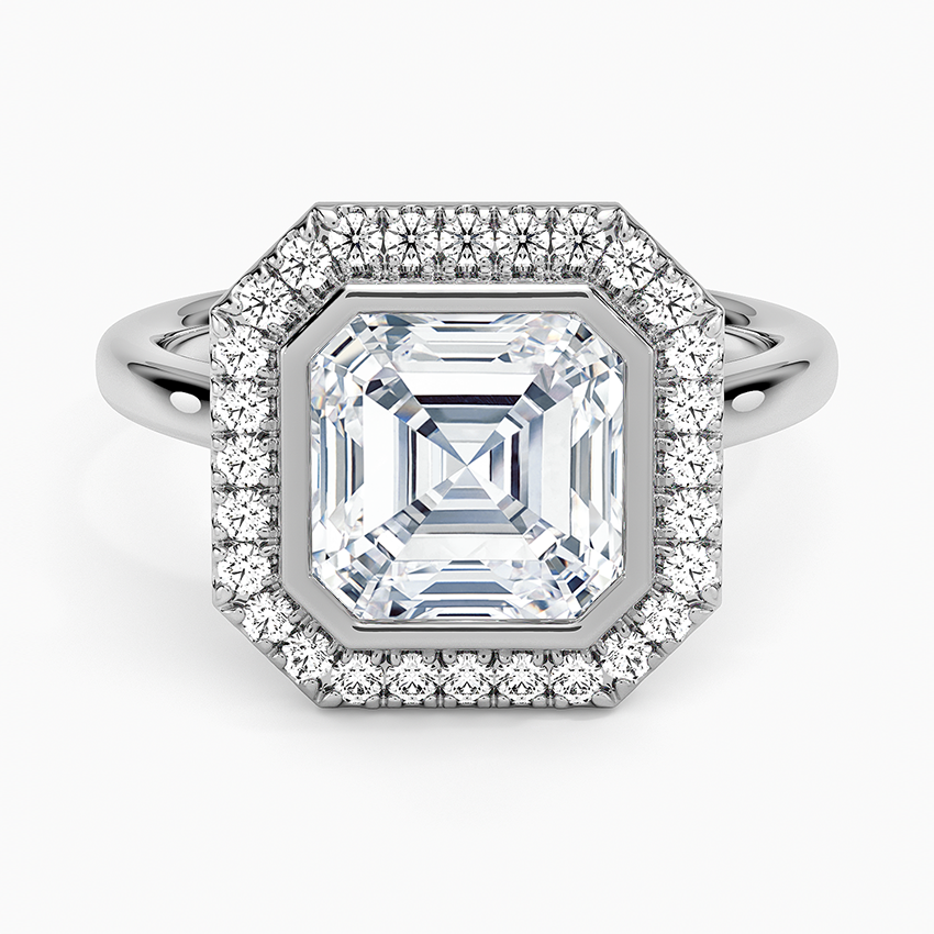 2,30 Karat Asscher Halo Tasarım Tektaş Laboratuvar Pırlanta Yüzük 18K - Eterna - Bold Diamonds