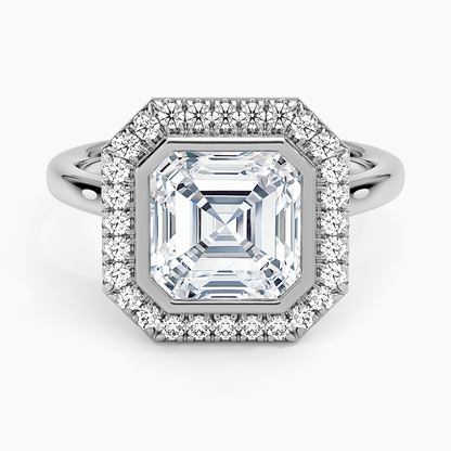 2,30 Karat Asscher Halo Tasarım Tektaş Laboratuvar Pırlanta Yüzük 18K - Eterna - Bold Diamonds