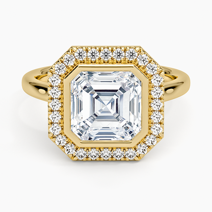 2,30 Karat Asscher Halo Tasarım Tektaş Laboratuvar Pırlanta Yüzük 18K - Eterna - Bold Diamonds