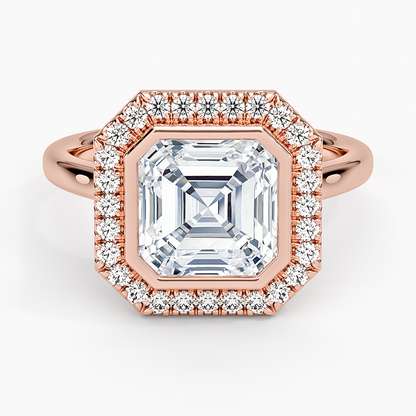 2,30 Karat Asscher Halo Tasarım Tektaş Laboratuvar Pırlanta Yüzük 18K - Eterna - Bold Diamonds
