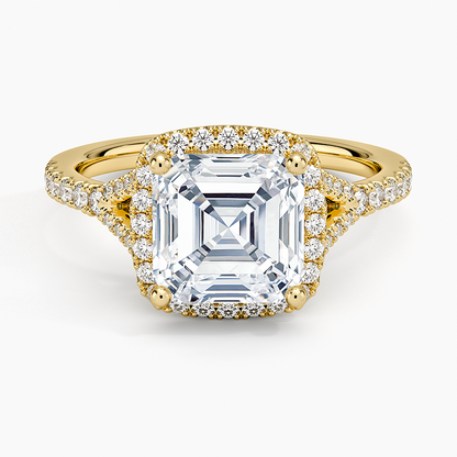 2,30 Karat Asscher Halo Tasarım Tektaş Laboratuvar Pırlanta Yüzük 18K -Novara - Bold Diamonds