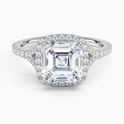2,30 Karat Asscher Halo Tasarım Tektaş Laboratuvar Pırlanta Yüzük 18K -Novara - Bold Diamonds