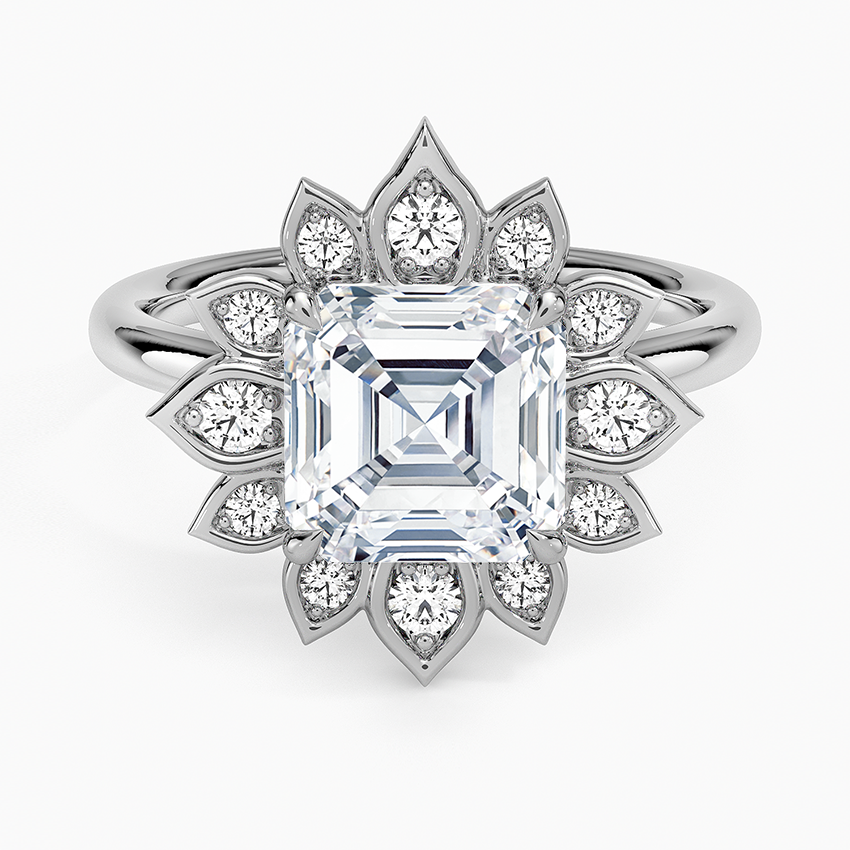 2,30 Karat Asscher Halo Tasarım Tektaş Laboratuvar Pırlanta Yüzük 18K - Solara - Bold Diamonds