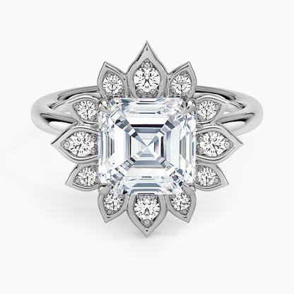 2,30 Karat Asscher Halo Tasarım Tektaş Laboratuvar Pırlanta Yüzük 18K - Solara - Bold Diamonds