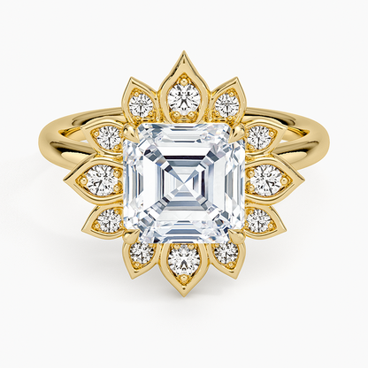 2,30 Karat Asscher Halo Tasarım Tektaş Laboratuvar Pırlanta Yüzük 18K - Solara - Bold Diamonds