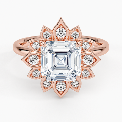 2,30 Karat Asscher Halo Tasarım Tektaş Laboratuvar Pırlanta Yüzük 18K - Solara - Bold Diamonds