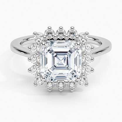2,30 Karat Asscher Halo Tasarım Tektaş Laboratuvar Pırlanta Yüzük 18K -Vespera - Bold Diamonds