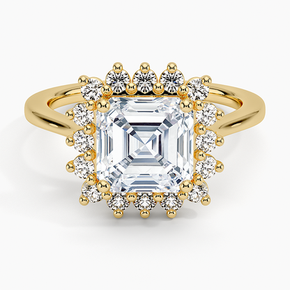 2,30 Karat Asscher Halo Tasarım Tektaş Laboratuvar Pırlanta Yüzük 18K -Vespera - Bold Diamonds