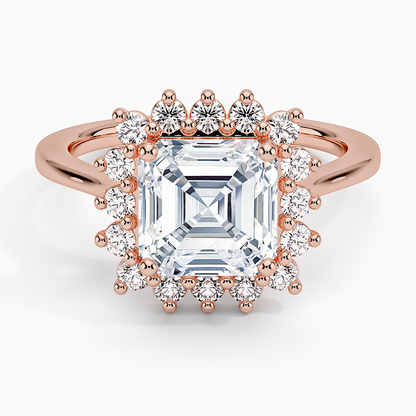 2,30 Karat Asscher Halo Tasarım Tektaş Laboratuvar Pırlanta Yüzük 18K -Vespera - Bold Diamonds