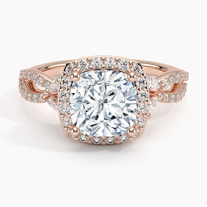 2.30 Karat Cushion Halo Tasarım Tektaş Laboratuvar Pırlanta Yüzük 18K -Coronae - Bold Diamonds