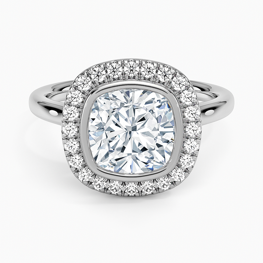2,30 Karat Cushion Halo Tasarım Tektaş Laboratuvar Pırlanta Yüzük 18K - Eterna - Bold Diamonds