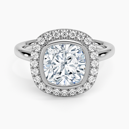 2,30 Karat Cushion Halo Tasarım Tektaş Laboratuvar Pırlanta Yüzük 18K - Eterna - Bold Diamonds