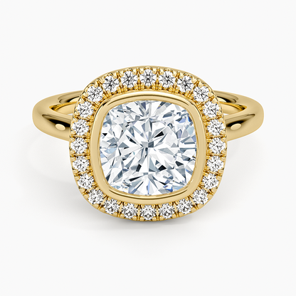 2,30 Karat Cushion Halo Tasarım Tektaş Laboratuvar Pırlanta Yüzük 18K - Eterna - Bold Diamonds