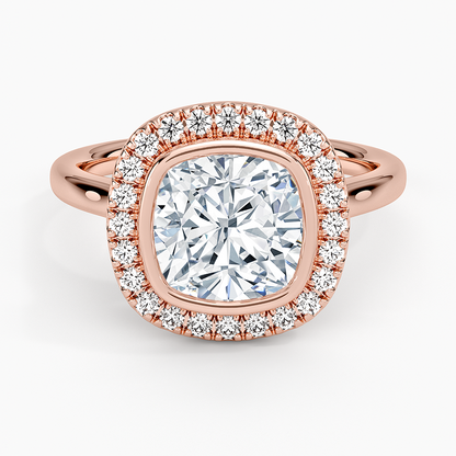 2,30 Karat Cushion Halo Tasarım Tektaş Laboratuvar Pırlanta Yüzük 18K - Eterna - Bold Diamonds