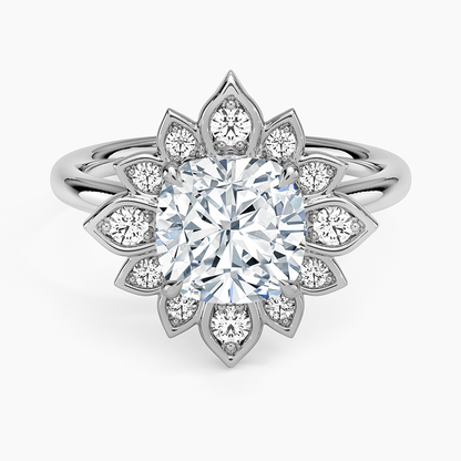 2,30 Karat Cushion Halo Tasarım Tektaş Laboratuvar Pırlanta Yüzük 18K - Solara - Bold Diamonds