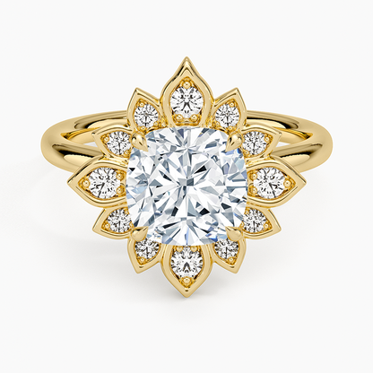 2,30 Karat Cushion Halo Tasarım Tektaş Laboratuvar Pırlanta Yüzük 18K - Solara - Bold Diamonds