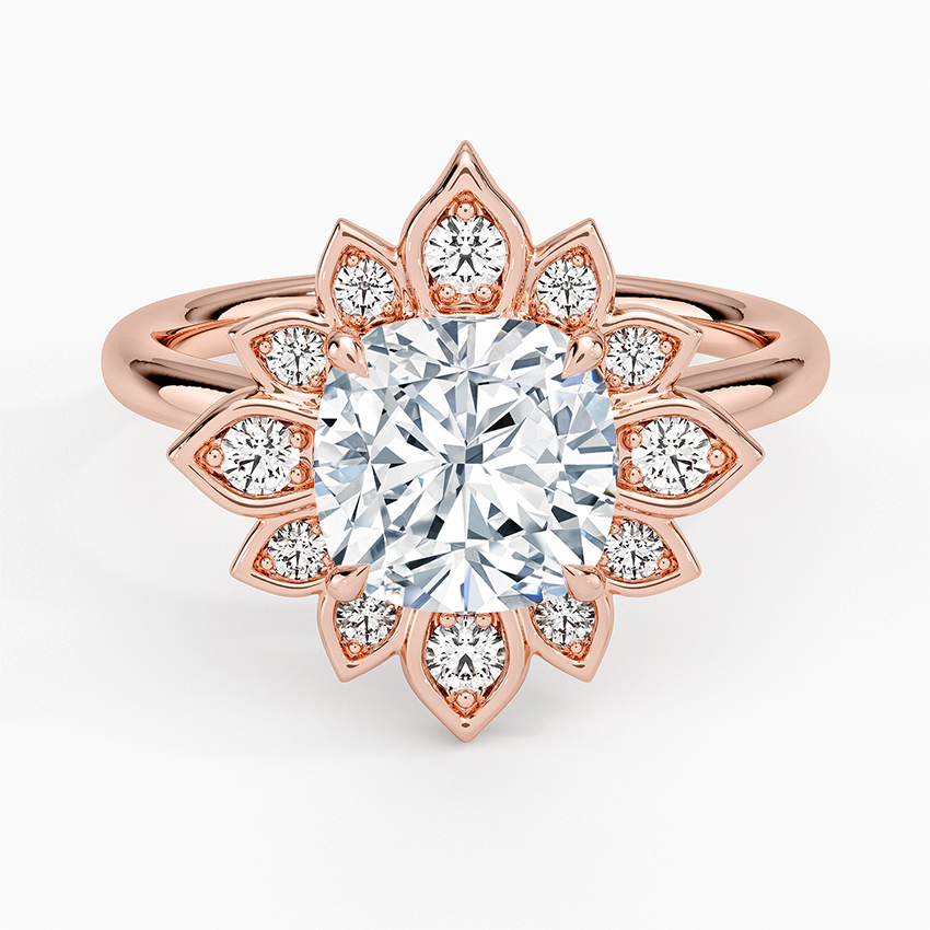 2,30 Karat Cushion Halo Tasarım Tektaş Laboratuvar Pırlanta Yüzük 18K - Solara - Bold Diamonds