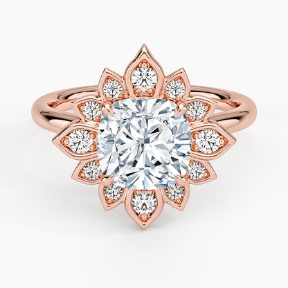 2,30 Karat Cushion Halo Tasarım Tektaş Laboratuvar Pırlanta Yüzük 18K - Solara - Bold Diamonds
