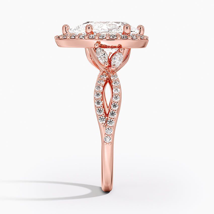 2.30 Karat Damla Halo Tasarım Tektaş Laboratuvar Pırlanta Yüzük 18K -Coronae - Bold Diamonds