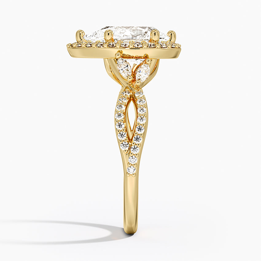 2.30 Karat Damla Halo Tasarım Tektaş Laboratuvar Pırlanta Yüzük 18K -Coronae - Bold Diamonds