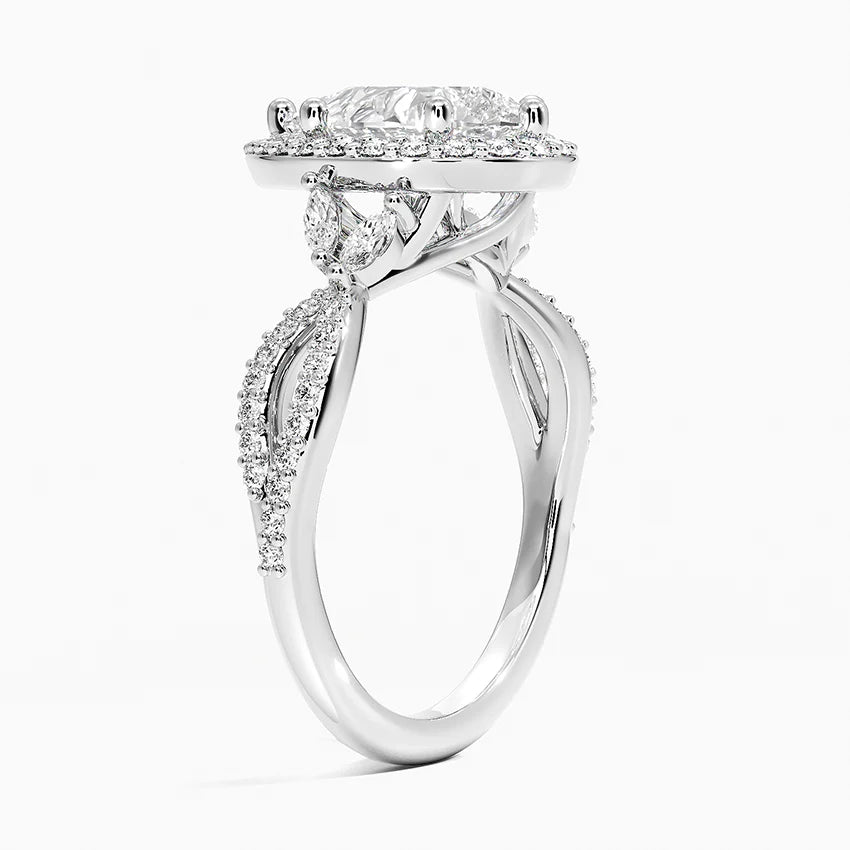 2.30 Karat Damla Halo Tasarım Tektaş Laboratuvar Pırlanta Yüzük 18K -Coronae - Bold Diamonds