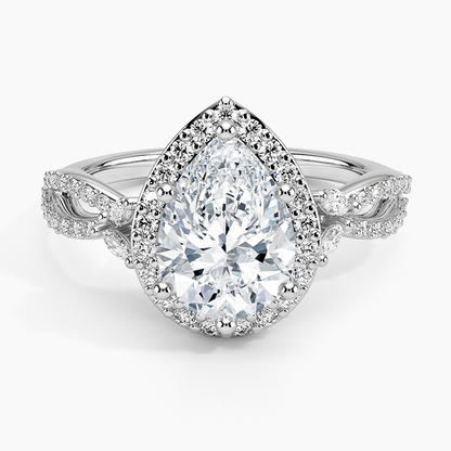 2.30 Karat Damla Halo Tasarım Tektaş Laboratuvar Pırlanta Yüzük 18K -Coronae - Bold Diamonds