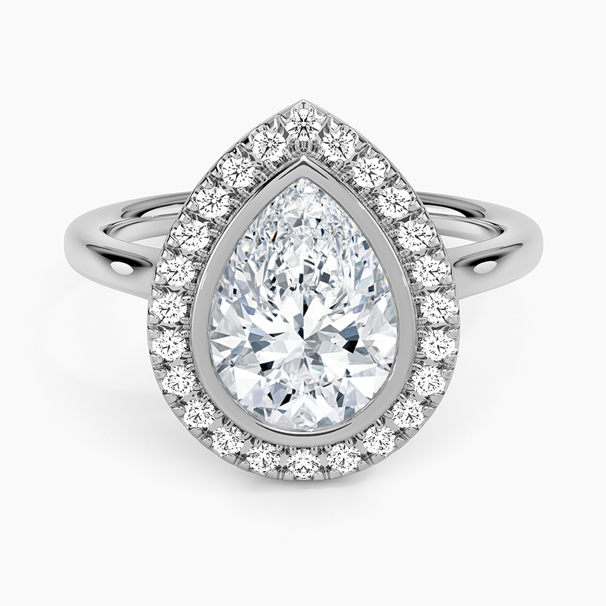 2,30 Karat Damla Halo Tasarım Tektaş Laboratuvar Pırlanta Yüzük 18K - Eterna - Bold Diamonds