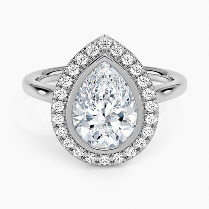 2,30 Karat Damla Halo Tasarım Tektaş Laboratuvar Pırlanta Yüzük 18K - Eterna - Bold Diamonds