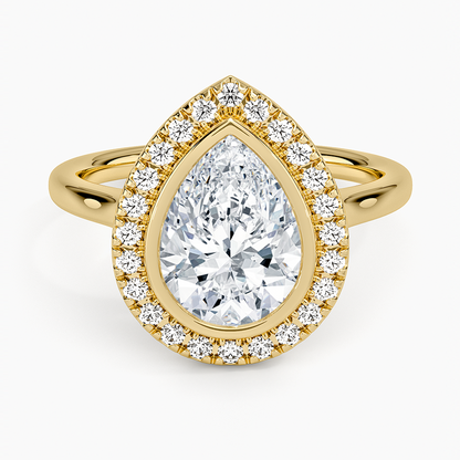 2,30 Karat Damla Halo Tasarım Tektaş Laboratuvar Pırlanta Yüzük 18K - Eterna - Bold Diamonds