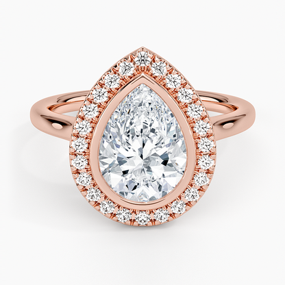 2,30 Karat Damla Halo Tasarım Tektaş Laboratuvar Pırlanta Yüzük 18K - Eterna - Bold Diamonds