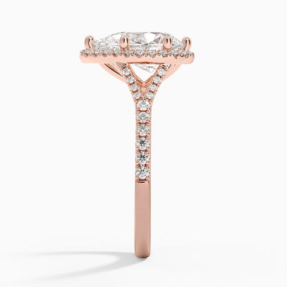 2,30 Karat Damla Halo Tasarım Tektaş Laboratuvar Pırlanta Yüzük 18K -Novara - Bold Diamonds