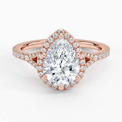 2,30 Karat Damla Halo Tasarım Tektaş Laboratuvar Pırlanta Yüzük 18K -Novara - Bold Diamonds