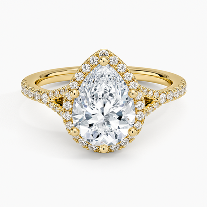 2,30 Karat Damla Halo Tasarım Tektaş Laboratuvar Pırlanta Yüzük 18K -Novara - Bold Diamonds