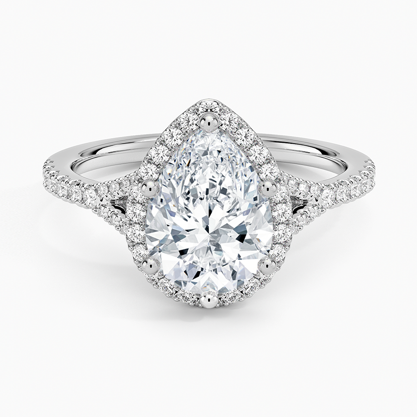 2,30 Karat Damla Halo Tasarım Tektaş Laboratuvar Pırlanta Yüzük 18K -Novara - Bold Diamonds