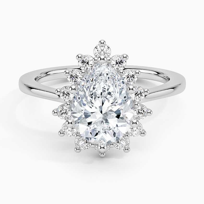 2,30 Karat Damla Halo Tasarım Tektaş Laboratuvar Pırlanta Yüzük 18K -Vespera - Bold Diamonds