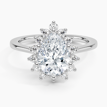 2,30 Karat Damla Halo Tasarım Tektaş Laboratuvar Pırlanta Yüzük 18K -Vespera - Bold Diamonds