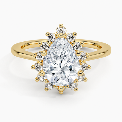 2,30 Karat Damla Halo Tasarım Tektaş Laboratuvar Pırlanta Yüzük 18K -Vespera - Bold Diamonds