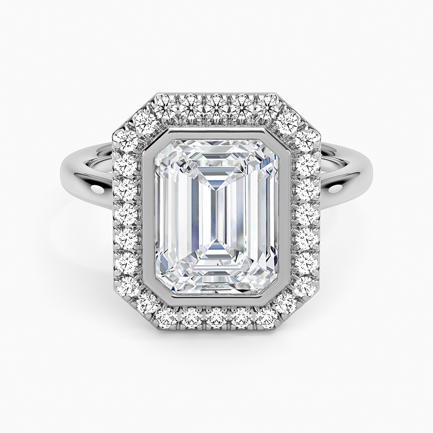 2,30 Karat Emerald Halo Tasarım Tektaş Laboratuvar Pırlanta Yüzük 18K - Eterna - Bold Diamonds