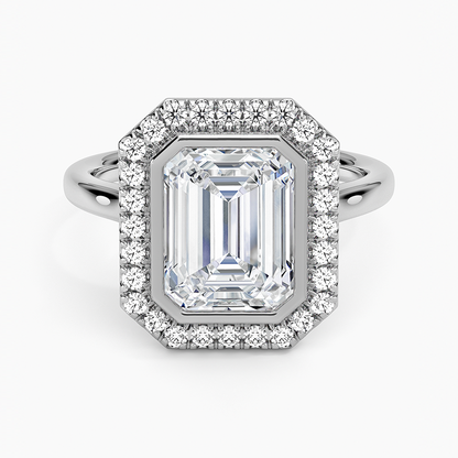 2,30 Karat Emerald Halo Tasarım Tektaş Laboratuvar Pırlanta Yüzük 18K - Eterna - Bold Diamonds