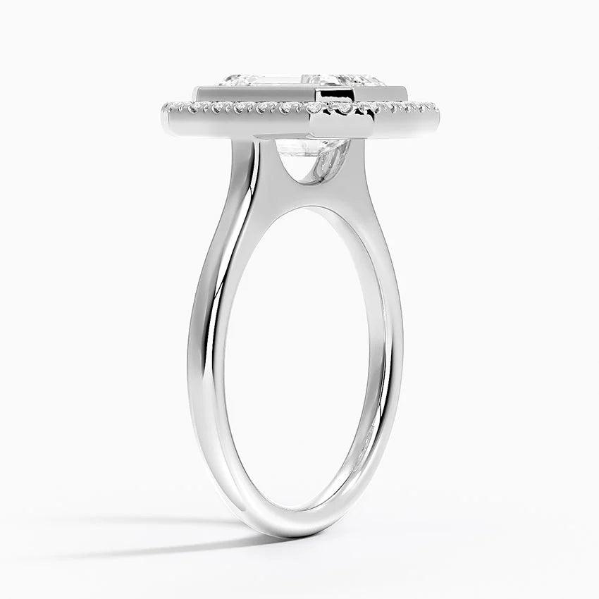 2,30 Karat Emerald Halo Tasarım Tektaş Laboratuvar Pırlanta Yüzük 18K - Eterna - Bold Diamonds
