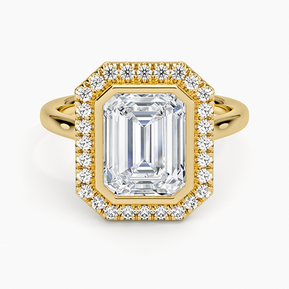 2,30 Karat Emerald Halo Tasarım Tektaş Laboratuvar Pırlanta Yüzük 18K - Eterna - Bold Diamonds