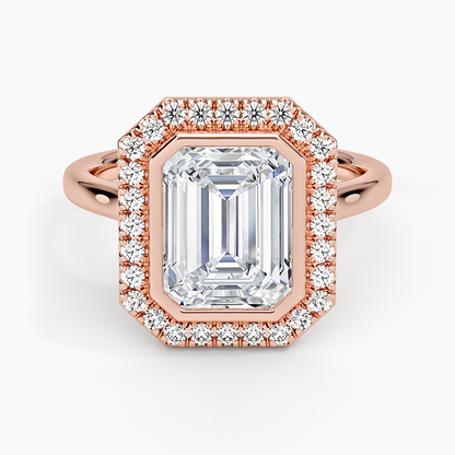 2,30 Karat Emerald Halo Tasarım Tektaş Laboratuvar Pırlanta Yüzük 18K - Eterna - Bold Diamonds