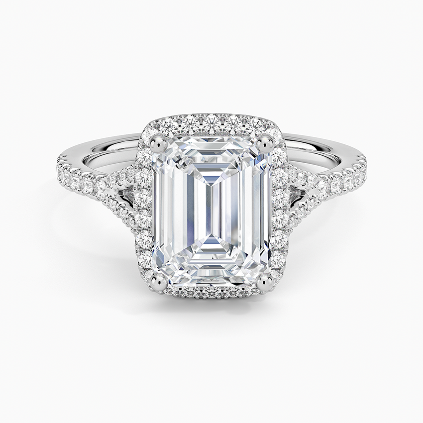 2,30 Karat Emerald Halo Tasarım Tektaş Laboratuvar Pırlanta Yüzük 18K -Novara - Bold Diamonds