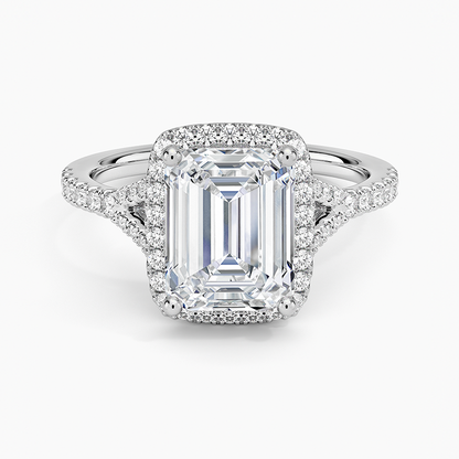 2,30 Karat Emerald Halo Tasarım Tektaş Laboratuvar Pırlanta Yüzük 18K -Novara - Bold Diamonds
