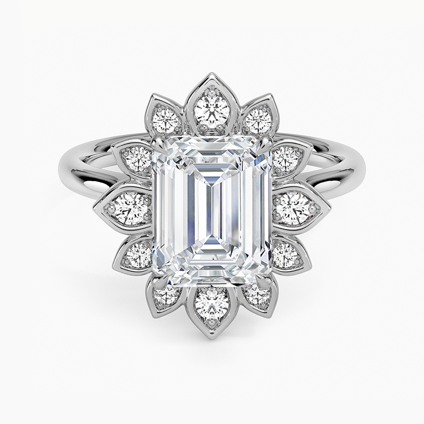 2,30 Karat Emerald Halo Tasarım Tektaş Laboratuvar Pırlanta Yüzük 18K - Solara - Bold Diamonds