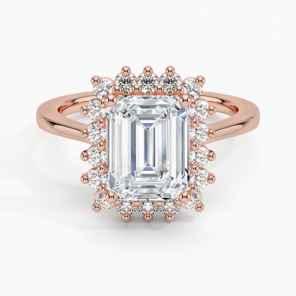 2,30 Karat Emerald Halo Tasarım Tektaş Laboratuvar Pırlanta Yüzük 18K -Vespera - Bold Diamonds