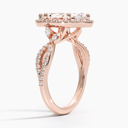 2.30 Karat Marquise Halo Tasarım Tektaş Laboratuvar Pırlanta Yüzük 18K -Coronae - Bold Diamonds