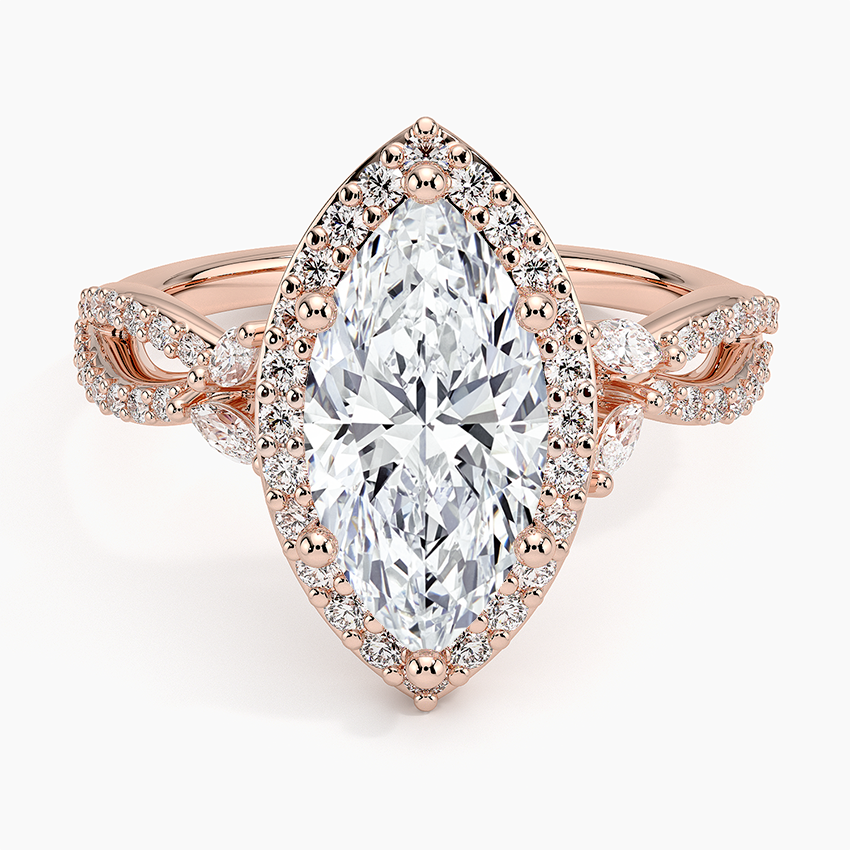 2.30 Karat Marquise Halo Tasarım Tektaş Laboratuvar Pırlanta Yüzük 18K -Coronae - Bold Diamonds